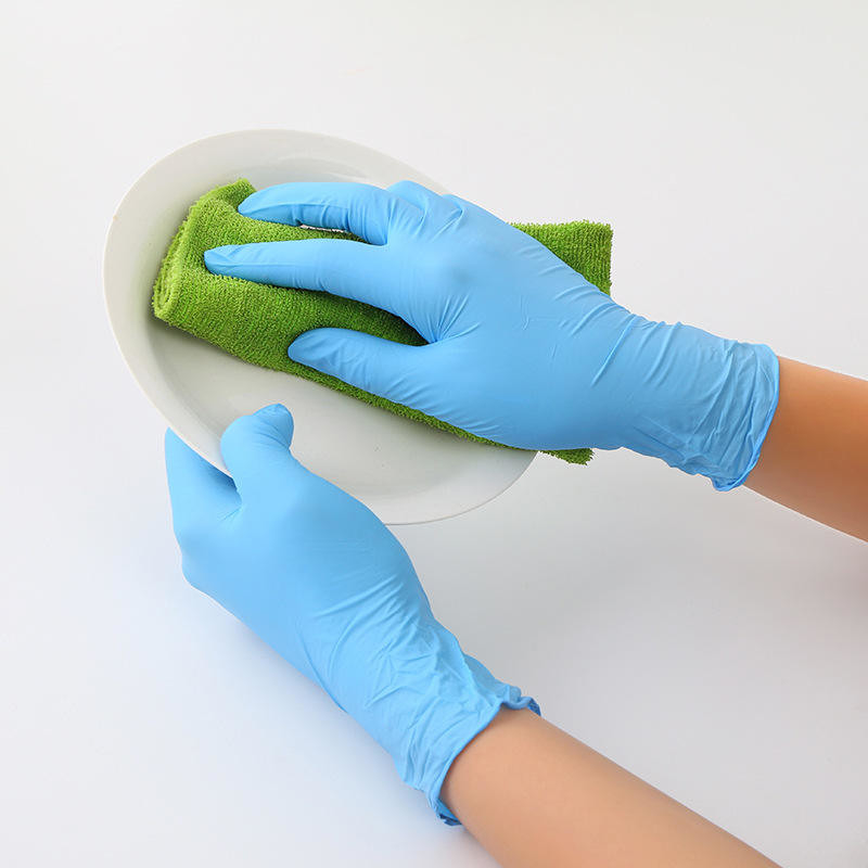 Powder Free Textured Hand Protection Blue Nitrile Vinyl Synthetic Gloves